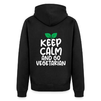Gemüseliebhaber Vegetarische Geschenke - Unisex Premium Bio Zip Hoodie - Schwarz - Hinten - Nico (187cm)