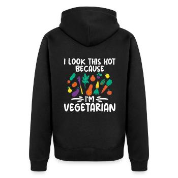 Vegetable Lover Vegetarian Gifts - Unisex Premium Organic Zip Hoodie - black - Back - Nico (187cm)