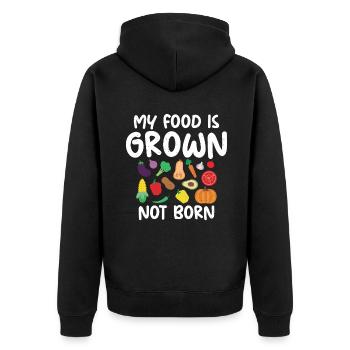 Vegetable Lover Vegetarian Gifts - Unisex Premium Organic Zip Hoodie - black - Back - Nico (187cm)