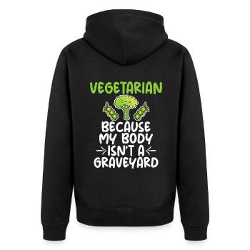 Vegetable Lover Vegetarian Gifts - Unisex Premium Organic Zip Hoodie - black - Back - Nico (187cm)