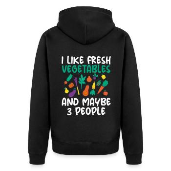 Vegetable Lover Vegetarian Gifts - Unisex Premium Organic Zip Hoodie - black - Back - Nico (187cm)