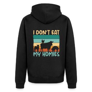 Vegetable Lover Vegetarian Gifts - Unisex Premium Organic Zip Hoodie - black - Back - Nico (187cm)