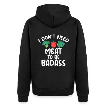 Gemüseliebhaber Vegetarische Geschenke - Unisex Premium Bio Zip Hoodie - Schwarz - Hinten - Nico (187cm)