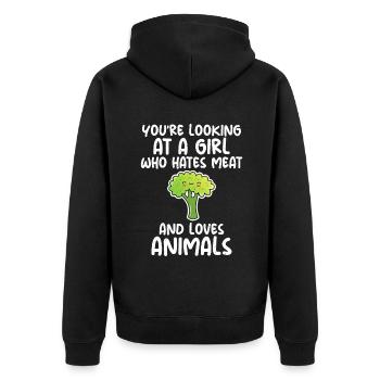 Vegetable Lover Vegetarian Gifts - Unisex Premium Organic Zip Hoodie - black - Back - Nico (187cm)