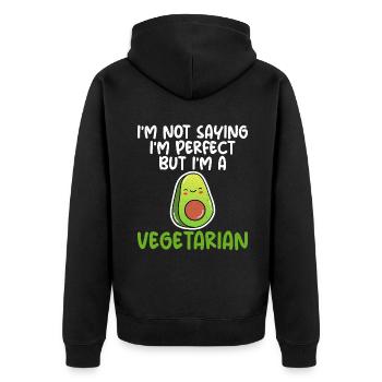 Vegetable Lover Vegetarian Gifts - Unisex Premium Organic Zip Hoodie - black - Back - Nico (187cm)