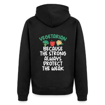 Vegetable Lover Vegetarian Gifts - Unisex Premium Organic Zip Hoodie - black - Back - Nico (187cm)