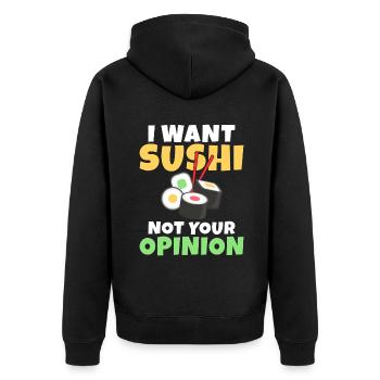 Cadeau pour les amateurs de sushis de cuisine japonaise - Veste à capuche bio Premium Unisexe - noir - Dos - Nico (187cm)