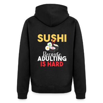 Cadeau pour les amateurs de sushis de cuisine japonaise - Veste à capuche bio Premium Unisexe - noir - Dos - Nico (187cm)