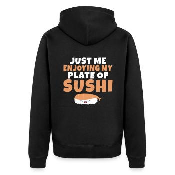 Cadeau pour les amateurs de sushis de cuisine japonaise - Veste à capuche bio Premium Unisexe - noir - Dos - Nico (187cm)