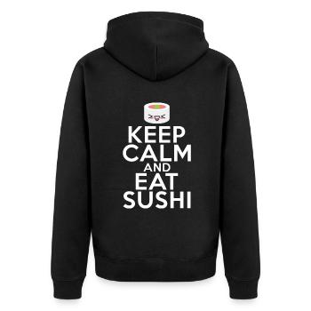 Cadeau pour les amateurs de sushis de cuisine japonaise - Veste à capuche bio Premium Unisexe - noir - Dos - Nico (187cm)