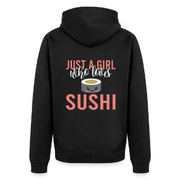 Cadeau pour les amateurs de sushis de cuisine japonaise - Veste à capuche bio Premium Unisexe - noir - Dos - Nico (187cm)