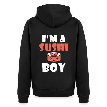 Cadeau pour les amateurs de sushis de cuisine japonaise - Veste à capuche bio Premium Unisexe - noir - Dos - Nico (187cm)