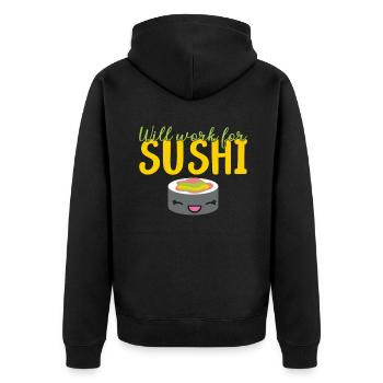 Japanisches Essen Sushi Liebhaber Geschenk - Unisex Premium Bio Zip Hoodie - Schwarz - Hinten - Nico (187cm)