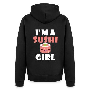 Cadeau pour les amateurs de sushis de cuisine japonaise - Veste à capuche bio Premium Unisexe - noir - Dos - Nico (187cm)