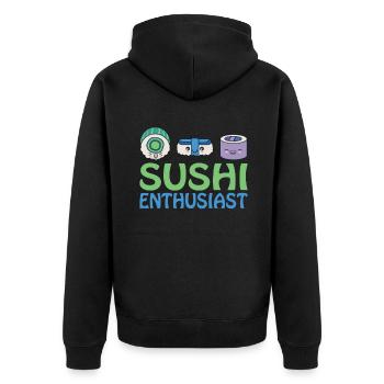 Cadeau pour les amateurs de sushis de cuisine japonaise - Veste à capuche bio Premium Unisexe - noir - Dos - Nico (187cm)