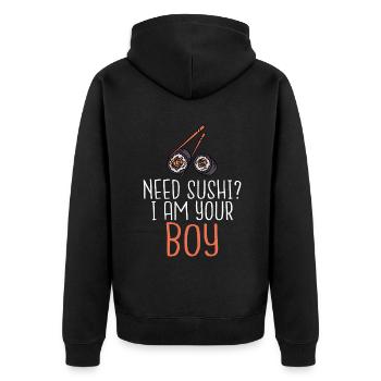 Cadeau pour les amateurs de sushis de cuisine japonaise - Veste à capuche bio Premium Unisexe - noir - Dos - Nico (187cm)