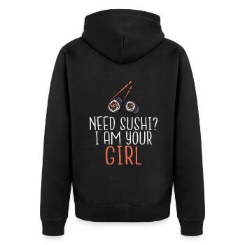 Cadeau pour les amateurs de sushis de cuisine japonaise - Veste à capuche bio Premium Unisexe - noir - Dos - Nico (187cm)