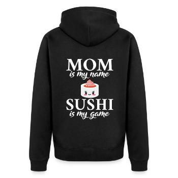Cadeau pour les amateurs de sushis de cuisine japonaise - Veste à capuche bio Premium Unisexe - noir - Dos - Nico (187cm)