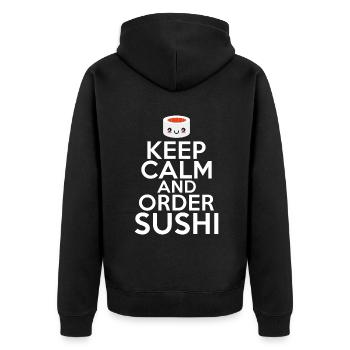 Cadeau pour les amateurs de sushis de cuisine japonaise - Veste à capuche bio Premium Unisexe - noir - Dos - Nico (187cm)