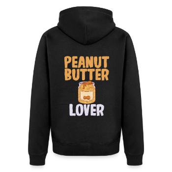 Erdnussbutter Liebhaber Geschenk - Unisex Premium Bio Zip Hoodie - Schwarz - Hinten - Nico (187cm)