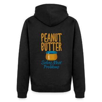 Erdnussbutter Liebhaber Geschenk - Unisex Premium Bio Zip Hoodie - Schwarz - Hinten - Nico (187cm)