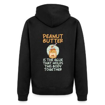 Erdnussbutter Liebhaber Geschenk - Unisex Premium Bio Zip Hoodie - Schwarz - Hinten - Nico (187cm)