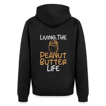 Erdnussbutter Liebhaber Geschenk - Unisex Premium Bio Zip Hoodie - Schwarz - Hinten - Nico (187cm)