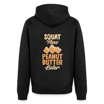 Erdnussbutter Liebhaber Geschenk - Unisex Premium Bio Zip Hoodie - Schwarz - Hinten - Nico (187cm)