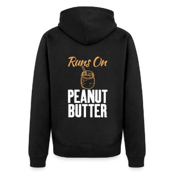 Erdnussbutter Liebhaber Geschenk - Unisex Premium Bio Zip Hoodie - Schwarz - Hinten - Nico (187cm)