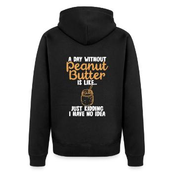 Erdnussbutter-Liebhaber-Geschenk - Unisex Premium Bio Zip Hoodie - Schwarz - Hinten - Nico (187cm)