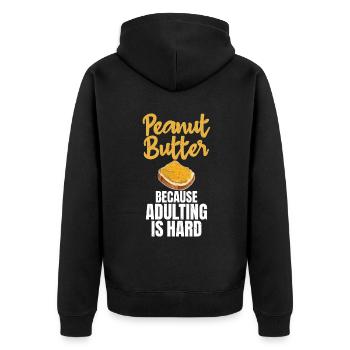 Erdnussbutter Liebhaber Geschenk - Unisex Premium Bio Zip Hoodie - Schwarz - Hinten - Nico (187cm)