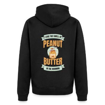 Erdnussbutter Liebhaber Geschenk - Unisex Premium Bio Zip Hoodie - Schwarz - Hinten - Nico (187cm)