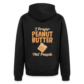 Erdnussbutter Liebhaber Geschenk - Unisex Premium Bio Zip Hoodie - Schwarz - Hinten - Nico (187cm)