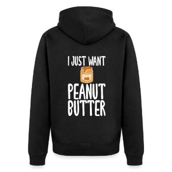 Erdnussbutter Liebhaber Geschenk - Unisex Premium Bio Zip Hoodie - Schwarz - Hinten - Nico (187cm)