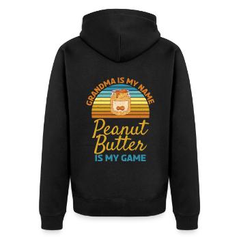 Erdnussbutter Liebhaber Geschenk - Unisex Premium Bio Zip Hoodie - Schwarz - Hinten - Nico (187cm)