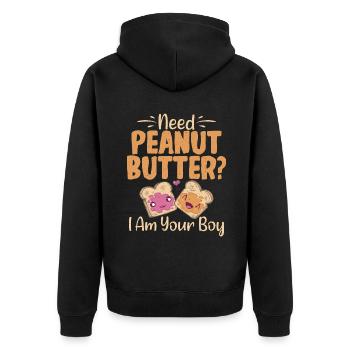 Erdnussbutter Liebhaber Geschenk - Unisex Premium Bio Zip Hoodie - Schwarz - Hinten - Nico (187cm)