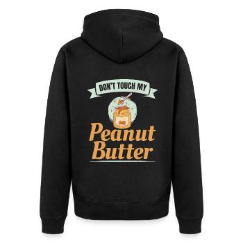Erdnussbutter Liebhaber Geschenk - Unisex Premium Bio Zip Hoodie - Schwarz - Hinten - Nico (187cm)