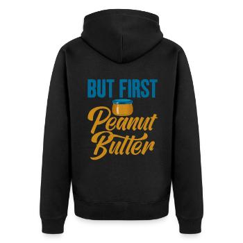 Erdnussbutter Liebhaber Geschenk - Unisex Premium Bio Zip Hoodie - Schwarz - Hinten - Nico (187cm)