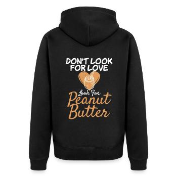 Erdnussbutter Liebhaber Geschenk - Unisex Premium Bio Zip Hoodie - Schwarz - Hinten - Nico (187cm)