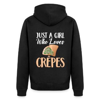 Crepe Gifts for Crepe Lover - Unisex Premium Organic Zip Hoodie - black - Back - Nico (187cm)
