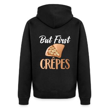 Crepe Gifts for Crepe Lover - Unisex Premium Organic Zip Hoodie - black - Back - Nico (187cm)