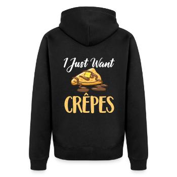 Crepe Gifts for Crepe Lover - Unisex Premium Organic Zip Hoodie - black - Back - Nico (187cm)