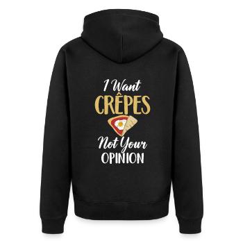 Crepe Geschenke für Crêpe Liebhaber - Unisex Premium Bio Zip Hoodie - Schwarz - Hinten - Nico (187cm)