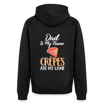 Crepe Geschenke für Crêpe Liebhaber - Unisex Premium Bio Zip Hoodie - Schwarz - Hinten - Nico (187cm)