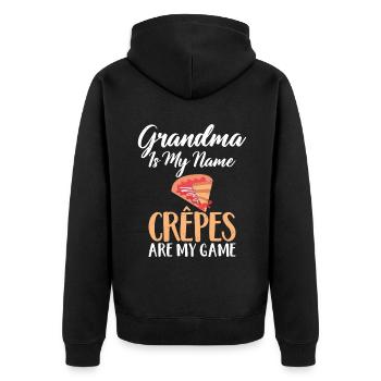 Crepe Geschenke für Crêpe Liebhaber - Unisex Premium Bio Zip Hoodie - Schwarz - Hinten - Nico (187cm)