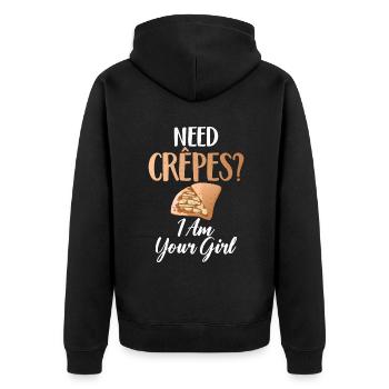 Crepe Gifts for Crepe Lover - Unisex Premium Organic Zip Hoodie - black - Back - Nico (187cm)