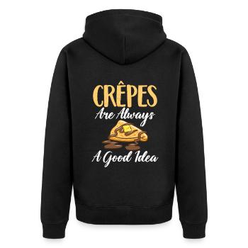 Crepe Gifts for Crepe Lover - Unisex Premium Organic Zip Hoodie - black - Back - Nico (187cm)