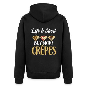 Crepe Gifts for Crepe Lover - Unisex Premium Organic Zip Hoodie - black - Back - Nico (187cm)