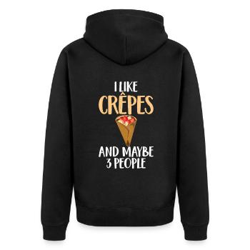 Crepe Gifts for Crepe Lover - Unisex Premium Organic Zip Hoodie - black - Back - Nico (187cm)