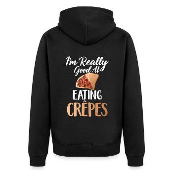 Crepe Gifts for Crepe Lover - Unisex Premium Organic Zip Hoodie - black - Back - Nico (187cm)